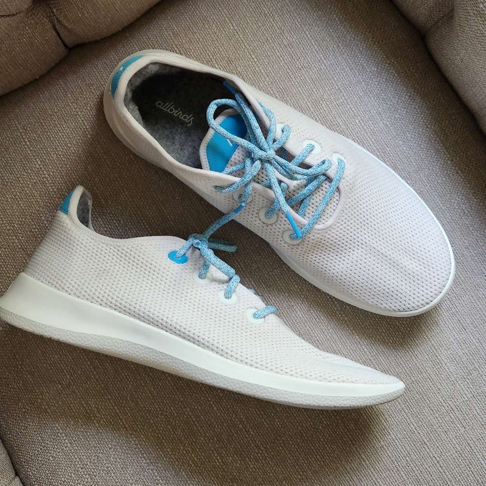 Allbirds White and Blue Athletic Shoes